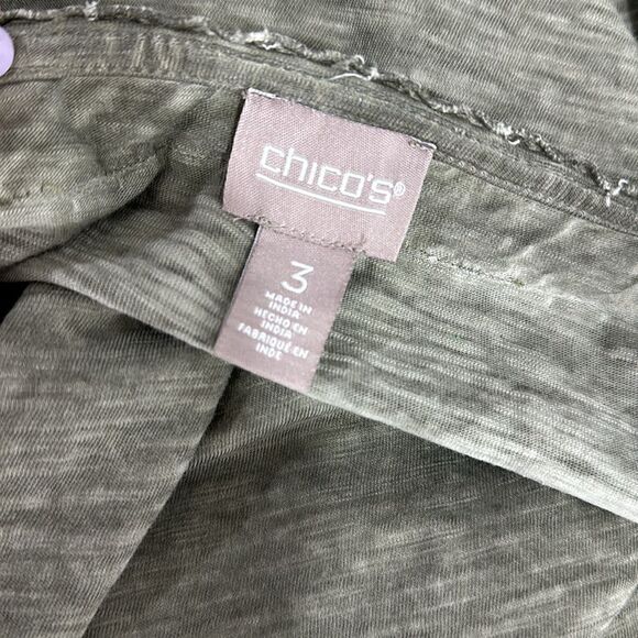 Chico’s Green Cotton Textured Trim Short Sleeve T-shirt Size XL - Picture 4 of 8